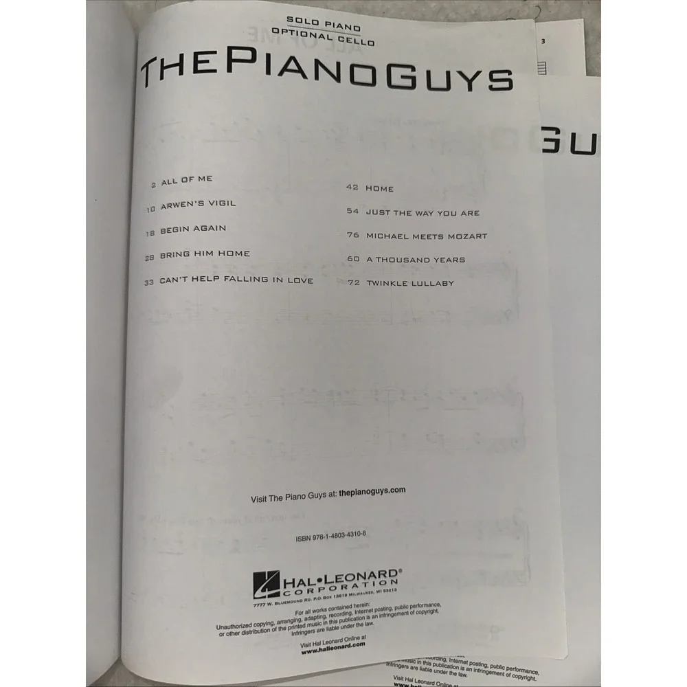 The Piano Guys Solo Piano Optional Cello Sheet Music Songbook Hal Leonard B16